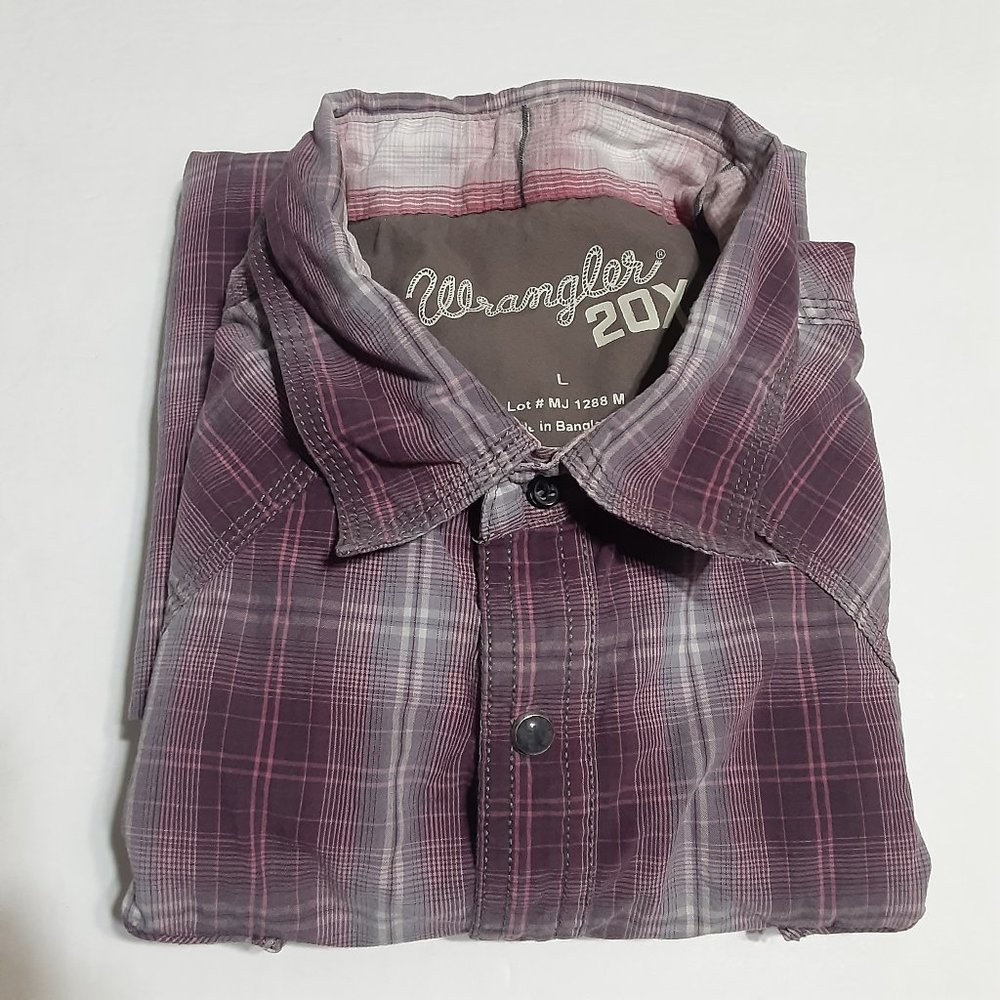 Wrangler 20X Men's Long Sleeve  Pearl Snap Button Up Shirt in Size L